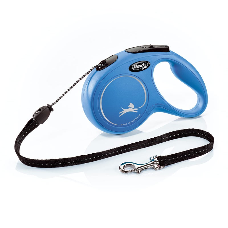 FLEXI New Classic Cord Retractable Dog Leash for Medium Dogs up to 44 lbs. â€“ 16 ft., Blue | Tangle-Free Pet Walking Leash with One-Handed Brake, Pause, Lock|German Quality Product - Image 1